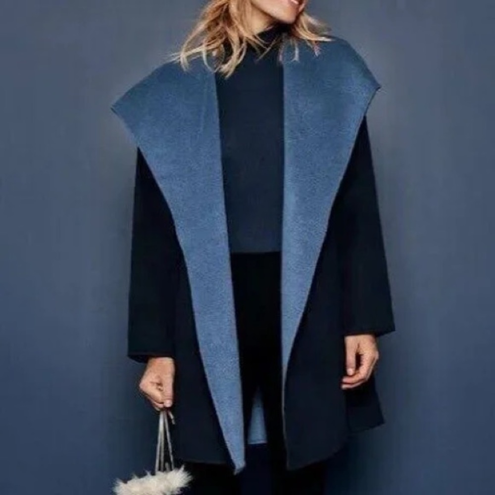 NWT warmest wool wrap coat | midnight and slate | size medium